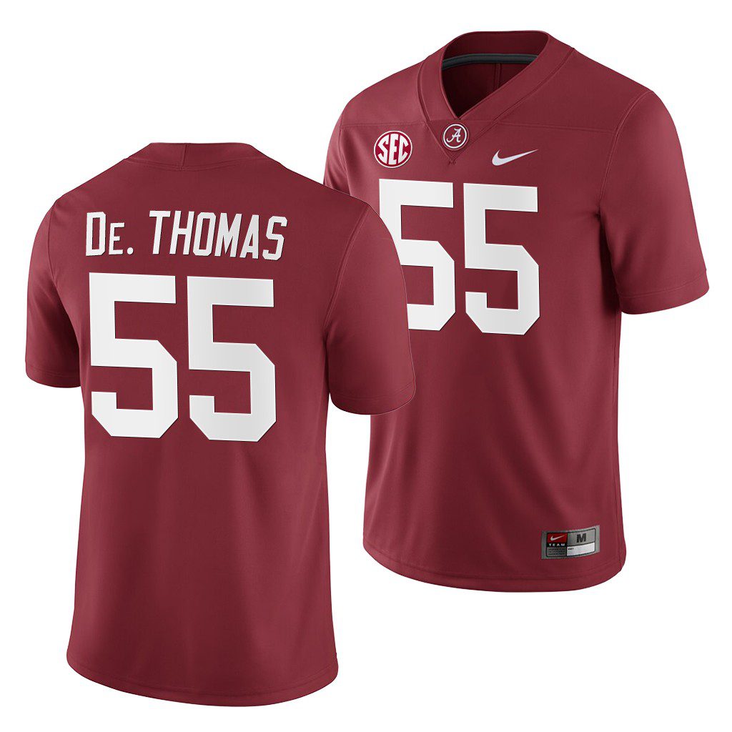 Men's Alabama Crimson Tide Derrick Thomas #55 2019 Crimson Home History Player NCAA College Football Jersey